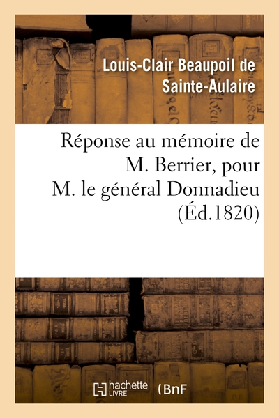 Image de Réponse au mémoire de M. Berrier, pour M. le général Donnadieu
