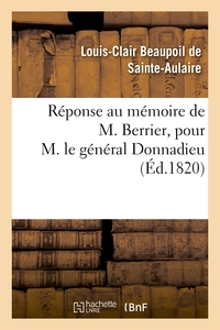 Image de Réponse au mémoire de M. Berrier, pour M. le général Donnadieu