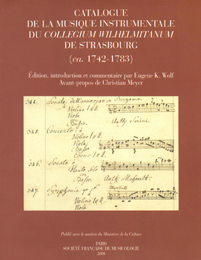 Image de Catalogue de la musique instrumentale du Collegium Wilhelmitanum de Strasbourg (ca. 1742-1783)