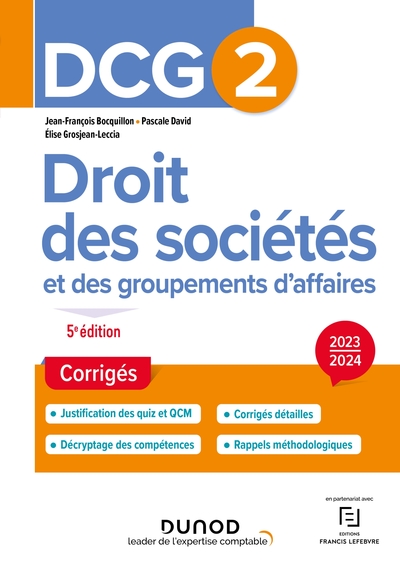 Picture of DCG 2 - Droit des sociétés et des groupements d'affaires - Corrigés 2023-2024
