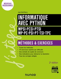 Image de Informatique avec Python - Méthodes et exercices - MPSI-PCSI-PTSI-MP-PC-PSI-PT-TSI-TPC - 2e éd.