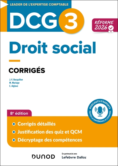 Image de DCG 3 - Droit social - Corrigés - Réforme 2026-2027