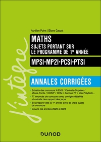 Image de Maths sujets portant sur le programme de 1re année, Annales corrigées, MPSI-MP2I-PCSI-PTSI
