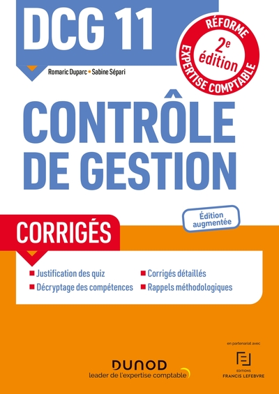 Picture of DCG 11 Contrôle de gestion - Corrigés - 2e éd.