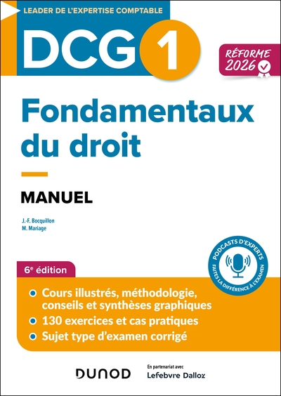 Image de DCG 1 - Fondamentaux du droit - Manuel - Réforme 2026-2027