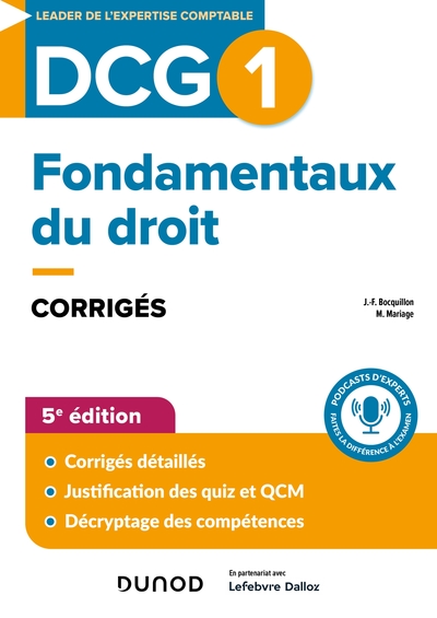 Picture of DCG 1 - Fondamentaux du droit - Corrigés - 5e éd.