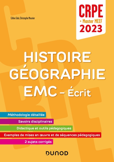 Image de Concours Professeur des écoles - Histoire Géographie EMC - Ecrit - CRPE 2023  - Master MEEF