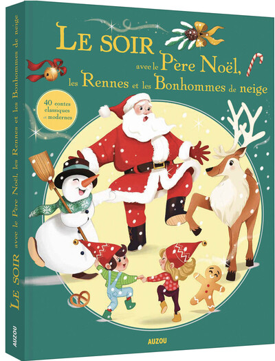 Image de Le soir avec le Père Noël, les rennes et les bonhommes de neigel NED