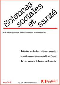 Picture of Revue Sciences Sociales et Santé. Vol. 38 - N°1 Mars 2020
