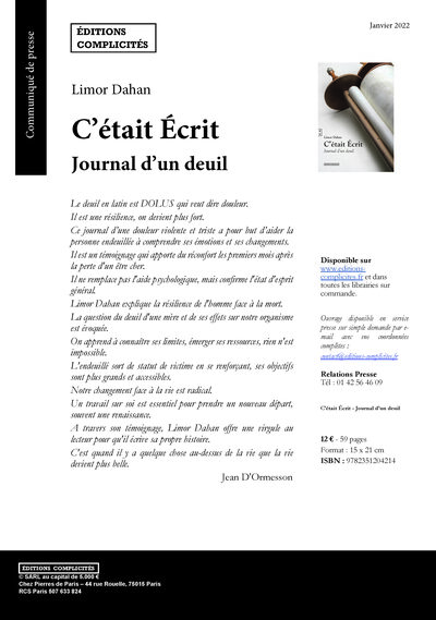 Picture of C'était écrit - journal d'un deuil