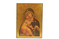 Image de Vierge de Vladimir marron - Icône dorée à la feuille 15x11,8 cm -  236.64