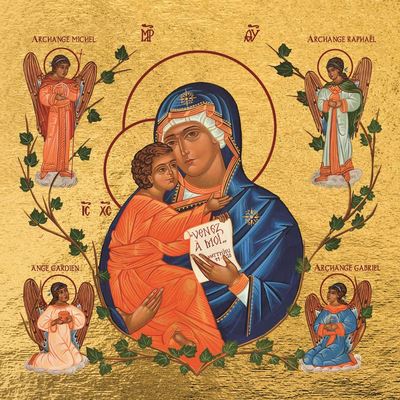 Picture of La Vierge aux Anges - Icône dorée à la feuille 11,8x11,8 cm -  2186.63