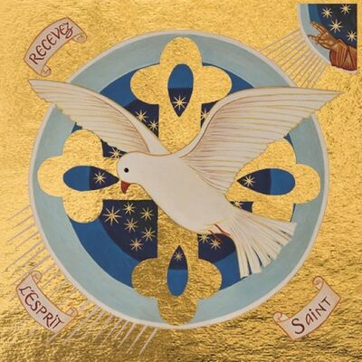 Image de La Colombe de l'Esprit Saint - icône dorée à la feuille 18,1x18,1 cm - 652.67