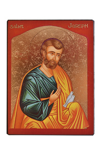 Image de Saint Joseph aux colombes - Icône dorée à la feuille 9,5x8 cm -  974.14
