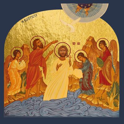 Image de Le Baptême du Christ - Icône dorée à la feuille 13x13 cm - 816.64