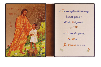 Image de Le Bon Berger conduisant un petit garçon - Diptyque 13x19 cm -  177.F9