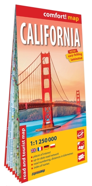 Image de Californie 1/1.250.000 (carte grand format laminée). California