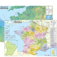 Picture of France 1/2.200.000 - carte administrative et physique (avec barres alu) 67 × 47 cm