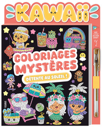 Picture of Coloriages mystères kawaii détente au soleil (avec stylo gel doré)