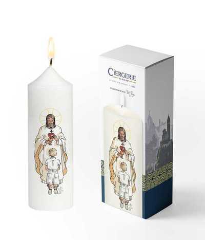 Image de Cierge Première Communion blanc - Seigneur Jésus garçon blond