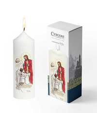 Image de Cierge Première Communion blanc - Pain des Anges fille brune