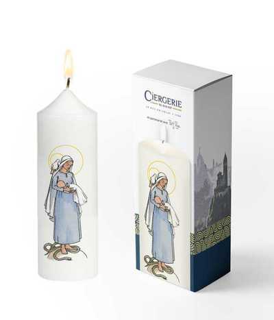 Image de Cierge Baptême blanc - Vierge à l'enfant
