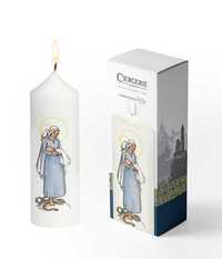 Image de Cierge Baptême blanc - Vierge à l'enfant