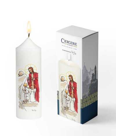 Image de Cierge Première Communion blanc - Pain des Anges garçon blond