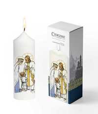 Image de Cierge Première Communion blanc - Jésus et Marie fille blonde