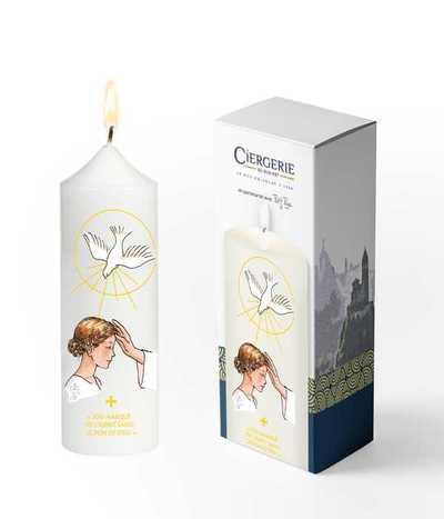 Image de Cierge Confirmation blanc - Don de Dieu fille brune