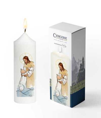 Image de Cierge Baptême blanc - Sauvé des eaux