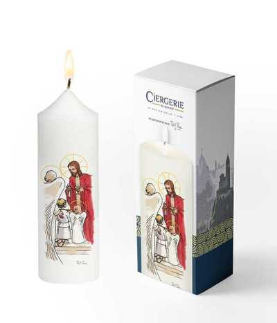Image de Cierge Première Communion blanc - Pain des Anges fille blonde