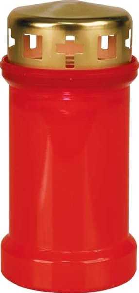 Image de Veilleuse d'extérieure rouge avec couvercle doré