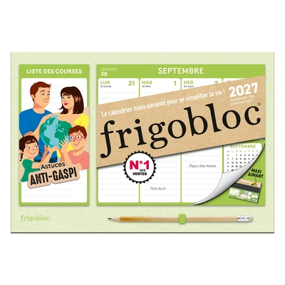 Image de Mini Frigobloc Hebdomadaire Anti-gaspi 2027  - Calendrier compact / sem (de sept. 2026 à déc. 2027)