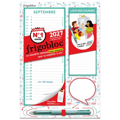 Image de Mini Frigobloc Menusel 4 couleurs 2027  - Calendrier compact / mois (de sept. 2026 à déc. 2027)