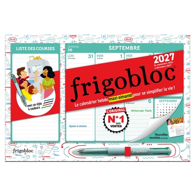 Image de Mini Frigobloc Hebdomadaire 4 couleurs  2027  - Calendrier compact / sem (de sept. 2026 à déc. 2027)