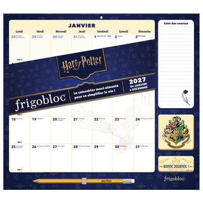 Picture of Frigobloc Mensuel 2027 Déco Harry Potter - Calendrier organiseur familial (de janv. à déc. 2027)