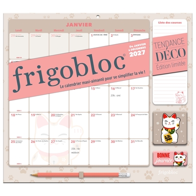 Picture of Frigobloc Mensuel 2027 Déco Chats - Calendrier organiseur familial (de janv. à déc. 2027)