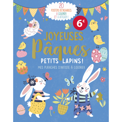 Image de Mes planches d'artiste à colorier - joyeuses pâques petits lapins !