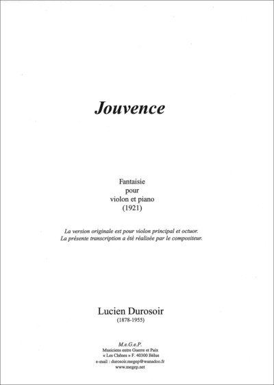 Image de Jouvence fantaisie pour violon et piano