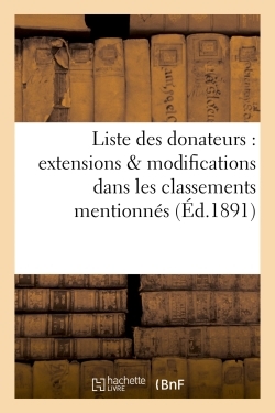 Picture of Liste des donateurs : extensions & modifications dans les classements mentionnés à leurs