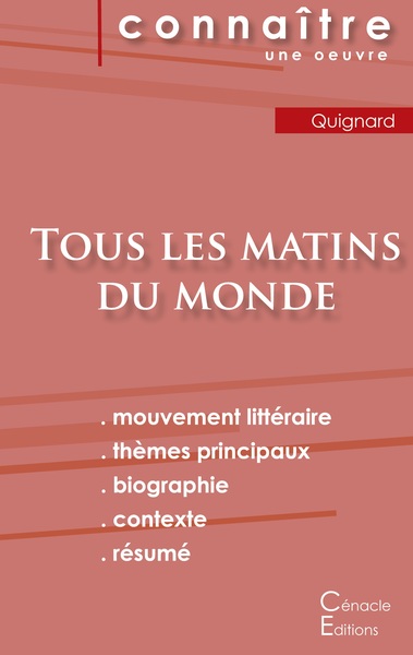 Picture of Fiche de lecture Tous les matins du monde (Analyse littéraire de référence et résumé complet)