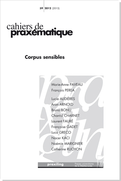 Picture of Cahiers de praxématique n° 59 Corpus sensibles