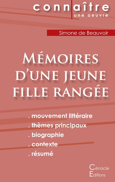 Picture of Fiche de lecture Mémoires d'une jeune fille rangée de Simone de Beauvoir (Analyse littéraire de référence et résumé complet)
