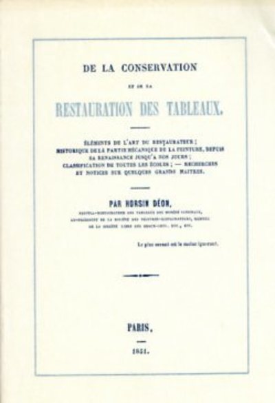 Picture of De la conservation et de la restauration des tableaux