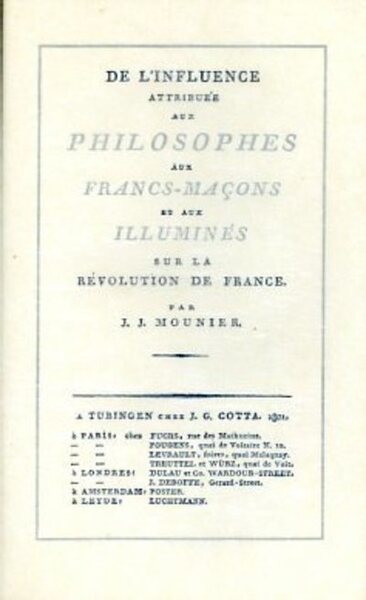 Picture of Influence attribuee aux philosophes, aux francs-macons et aux illuminés sur la revolution francaise