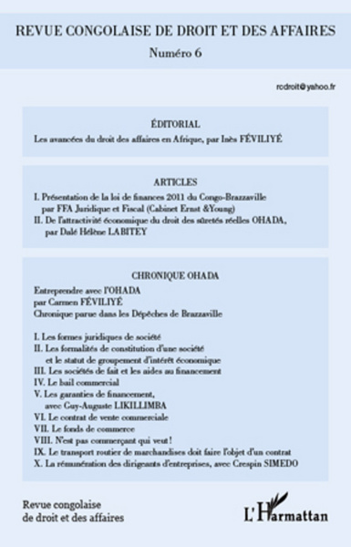 Image de Revue congolaise de droit et des affaires n° 6