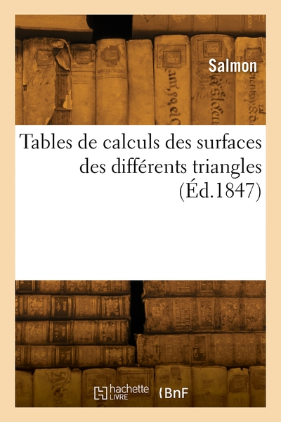 Image de Tables de calculs des surfaces des différents triangles