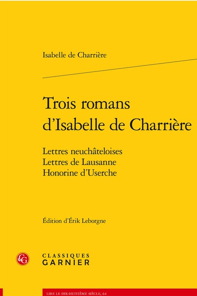 Picture of Trois romans d'Isabelle de Charrière