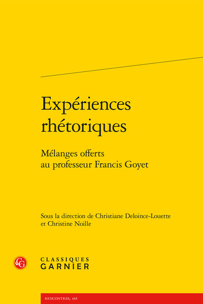 Image de Expériences rhétoriques
